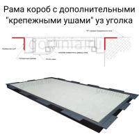 Люк напольный в раме короб с крепежными ушами из уголка для опоры и крепления в плиту перекрытия по контуру